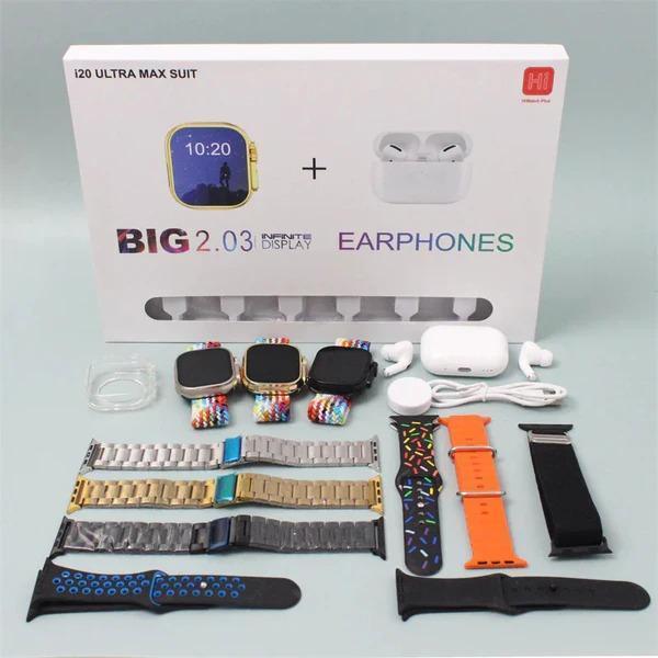 Smartwatch and earbuds set-3 Pcs Multicolor Silicon Rubber Ensemble