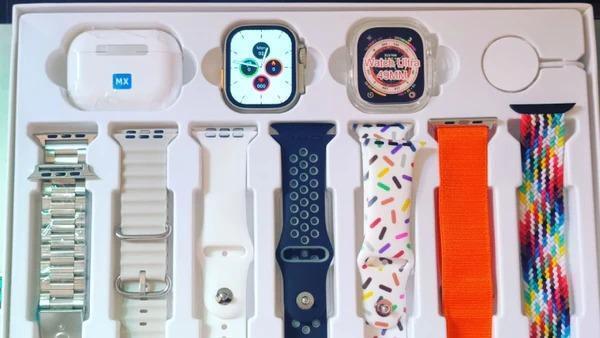 Smartwatch and earbuds set-3 Pcs Multicolor Silicon Rubber Ensemble
