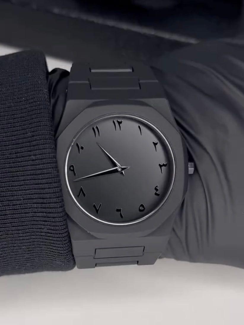 Arabic Aura Black Watch-Quartz Analogue Watch
